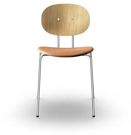 Sibast Furniture Piet Hein Matstol Krom Ek och Cognac Läder